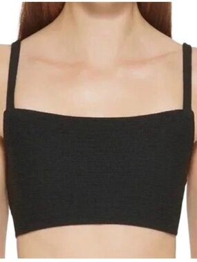 DKNY Textured XS Bikini Swim Top Black Bralette NWT
